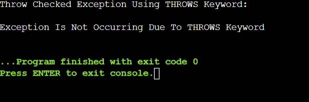 THROWS Keyword Output