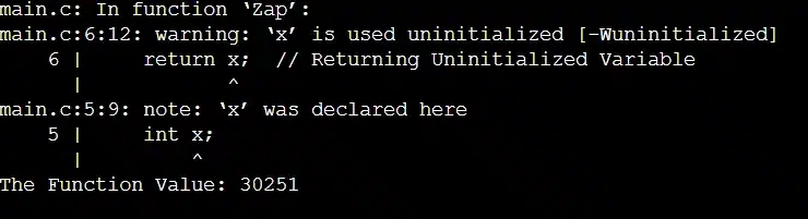 Output- Uninitialized Values From Functions