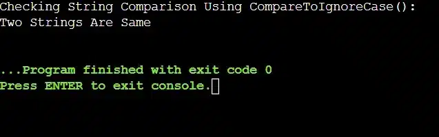 Compare To IgnoreCase() Output