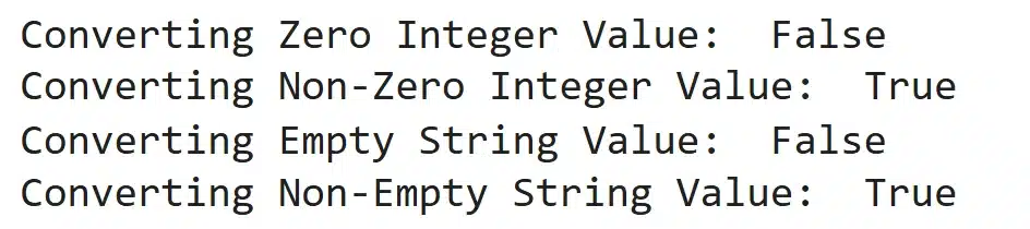 Boolean Type Conversion Output